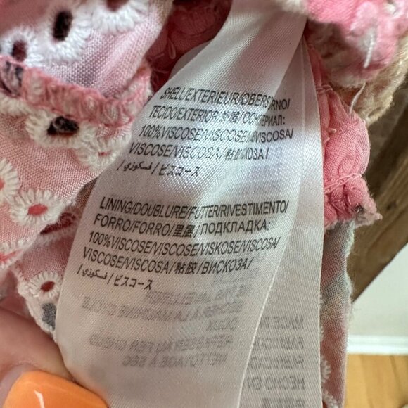 Farm Rio Top Floral Print Square Neckline Smocked Short Puff Sleeve Women's XS - Picture 6 of 10